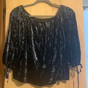 Velvet style, navy blue blouse